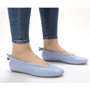 Sam & Libby Womens Birdie Ballet Flat Cashmere Blue Square Toe Size 7 New